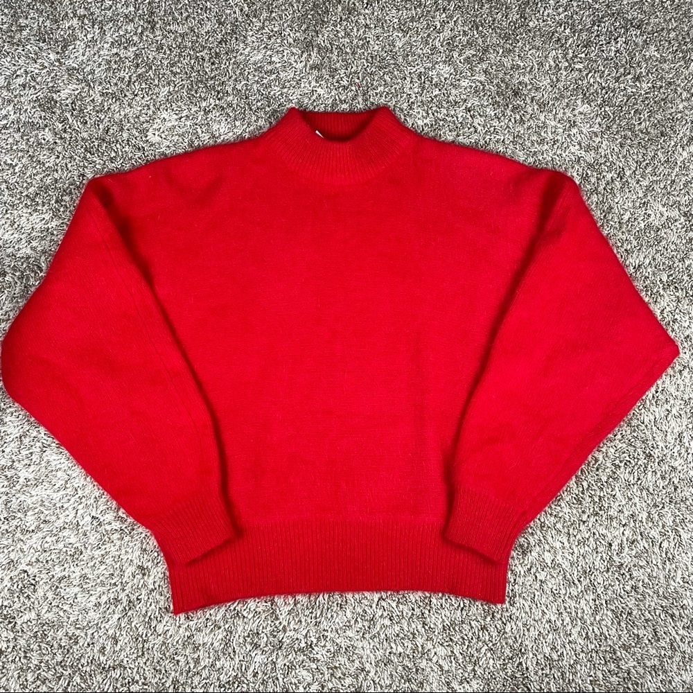 RAFAELLA VINTAGE Red Sweater Lambs Wool & Angora Rabbit Fur